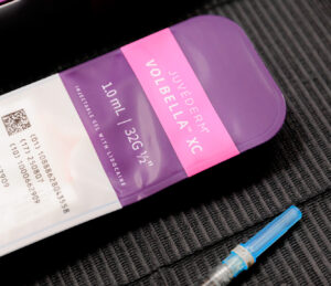 A close-up of the packaging of injectors for lip fillers near Hayden.